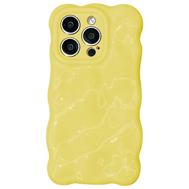 For iPhone 14 Pro Max Wave Bubbles TPU Phone Case(Baby Yellow) - Shopkiz.com