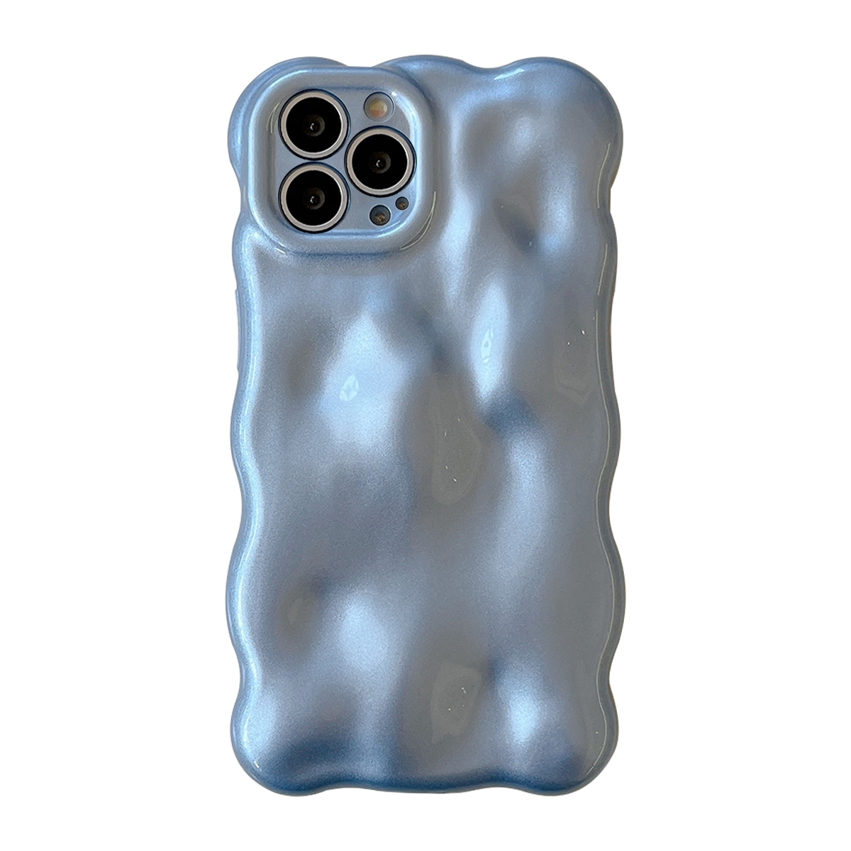 For iPhone 13 Pro Max Wave Bubbles TPU Phone Case(Pearlescent Blue) - Shopkiz.com