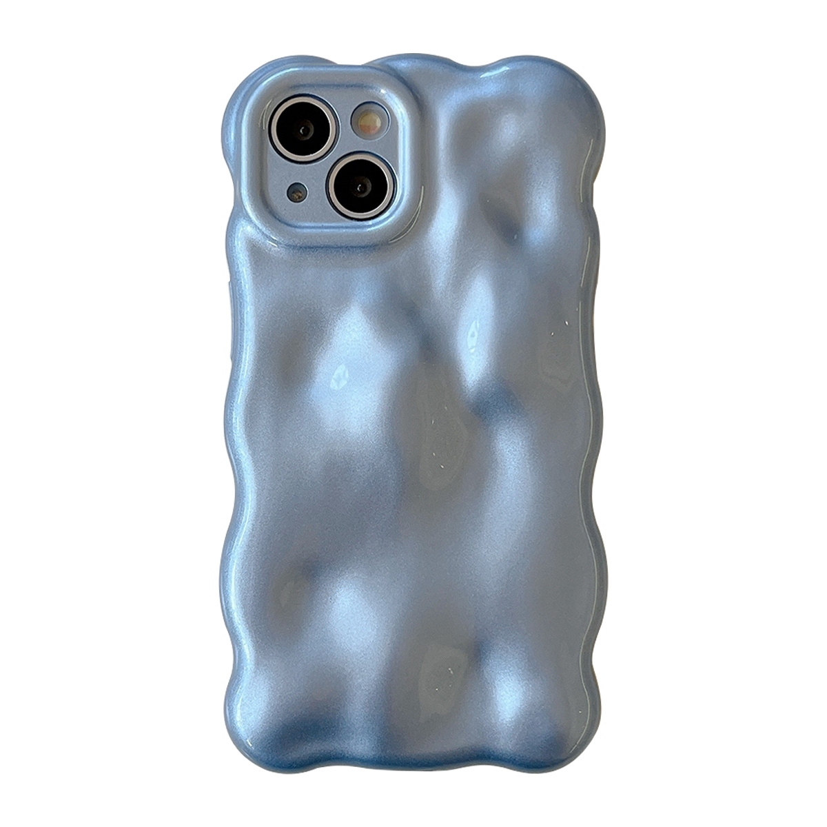 For iPhone 15 Wave Bubbles TPU Phone Case(Pearlescent Blue) - Shopkiz.com