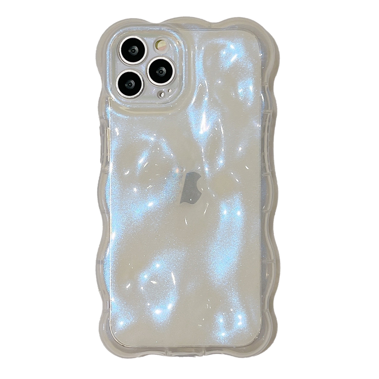 For iPhone 15 Pro Max Wave Bubbles TPU Phone Case(Clear Glitter Blue) - Shopkiz.com