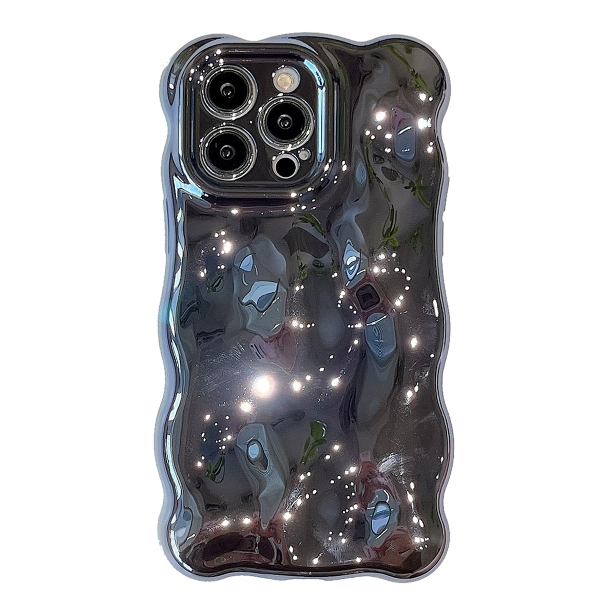 For iPhone 15 Pro Max Wave Bubbles TPU Phone Case(Painted Blue) - Shopkiz.com