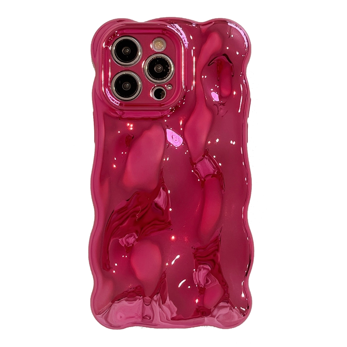 For iPhone 15 Pro Max Wave Bubbles TPU Phone Case(Painted Rose Red) - Shopkiz.com