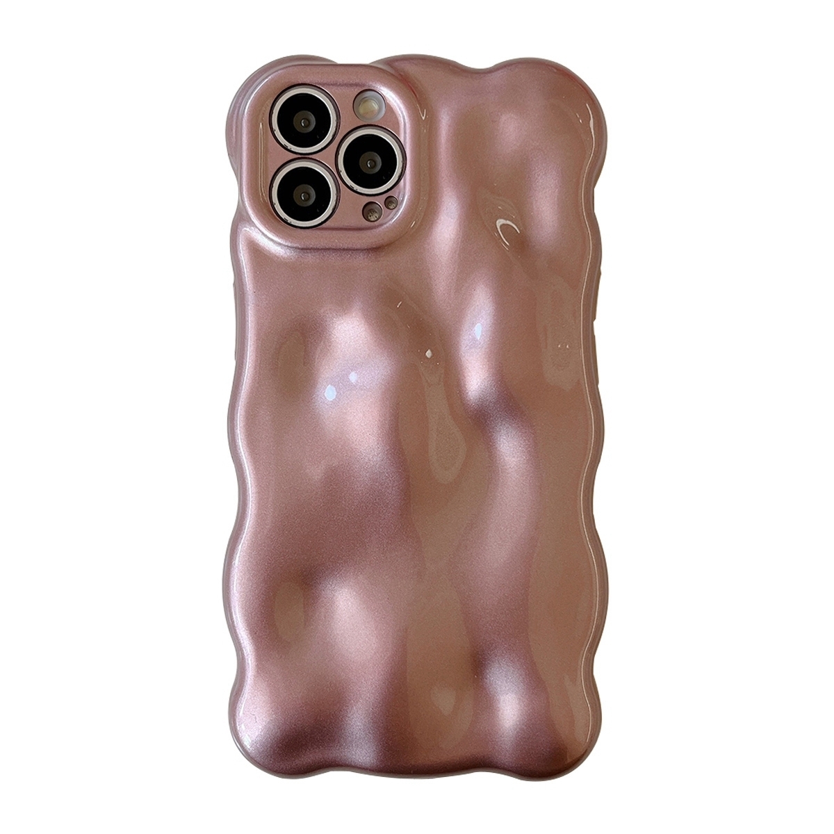 For iPhone 16 Pro Max Wave Bubbles TPU Phone Case(Pearlescent Brown) - Shopkiz.com