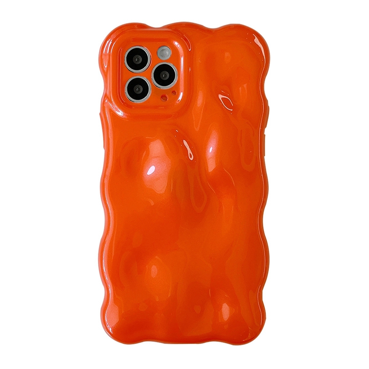 For iPhone 16 Pro Max Wave Bubbles TPU Phone Case(Pearlescent Orange) - Shopkiz.com