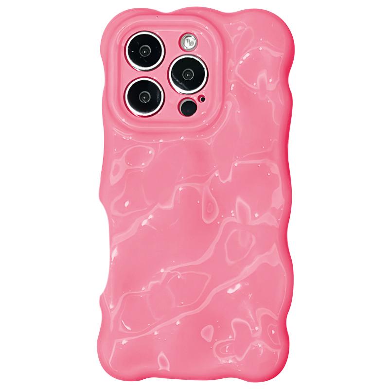 For iPhone 16 Pro Wave Bubbles TPU Phone Case(Baby Rose Red) - Shopkiz.com