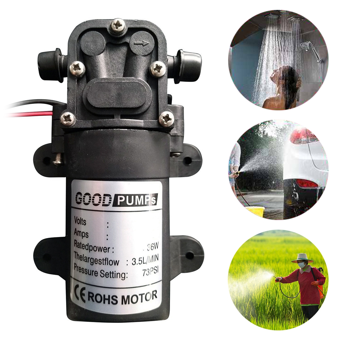 Automotive / Agricultural Electric Sprayer Pump Miniature High Voltage DC Diaphragm Pump Single Thread, Voltage:24V - Shopkiz.com
