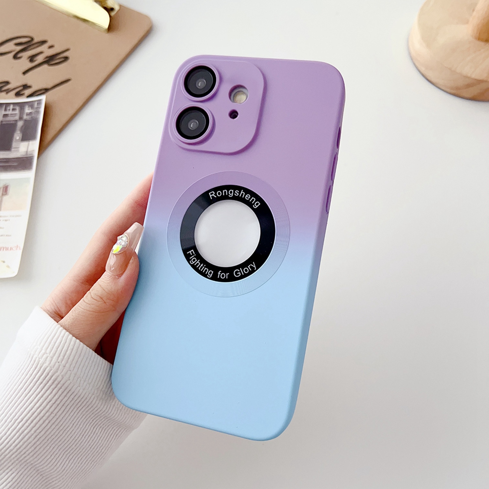 For iPhone 12 Two-color Gradient MagSafe TPU Phone Case(Purple+Blue) - Shopkiz.com