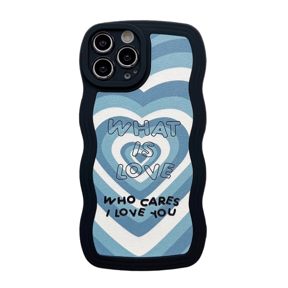 For iPhone 14 Pro Wavy Lambskin Love TPU Phone Case(Blue) - Shopkiz.com
