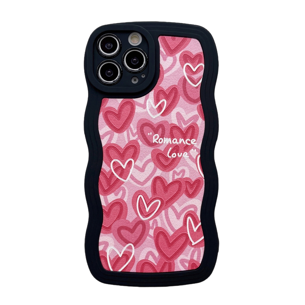 For iPhone 12 Pro Wavy Lambskin Love TPU Phone Case(Pink) - Shopkiz.com