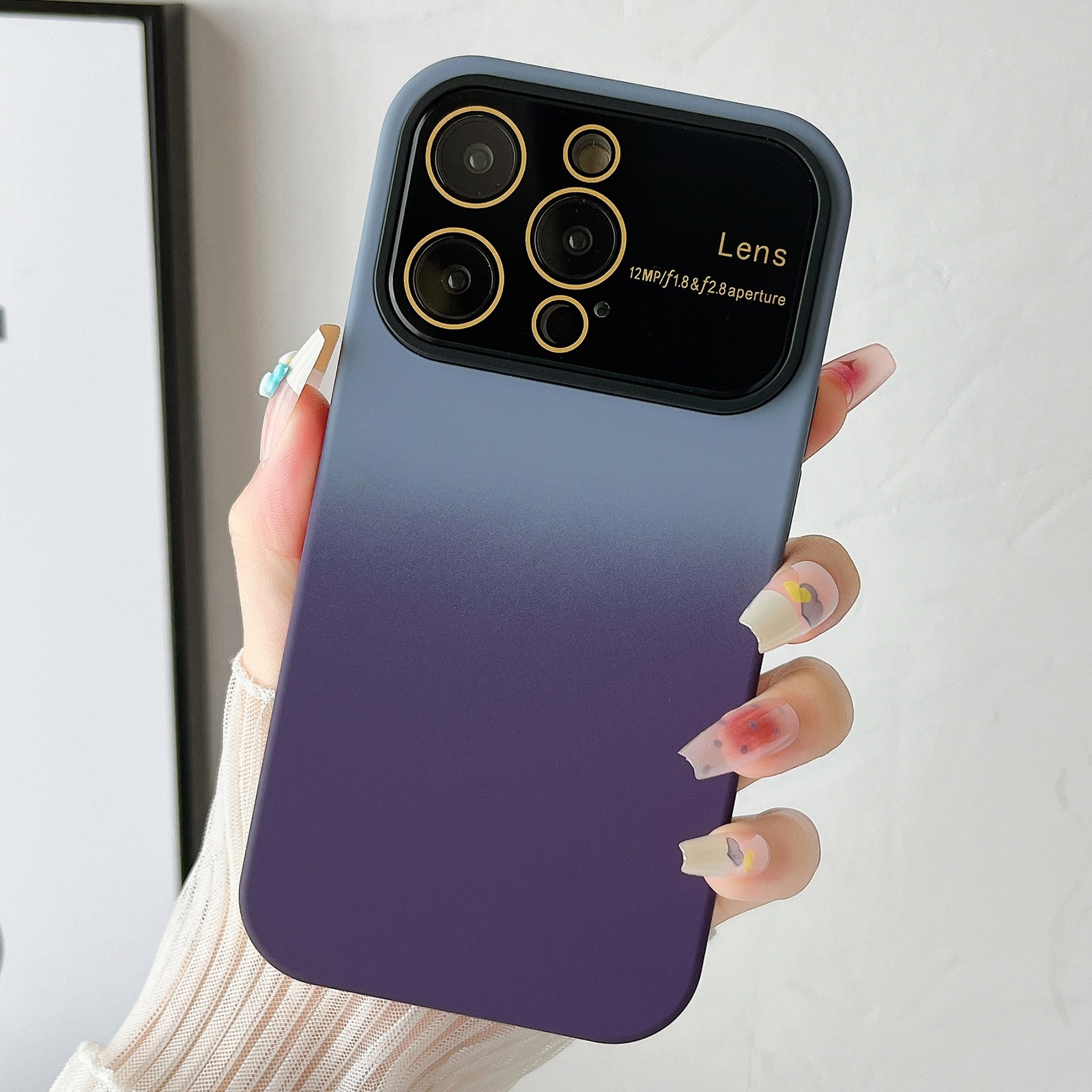 For iPhone 12 Pro Max Gradient PC + TPU Shockproof Phone Case(Light Blue Purple) - Shopkiz.com