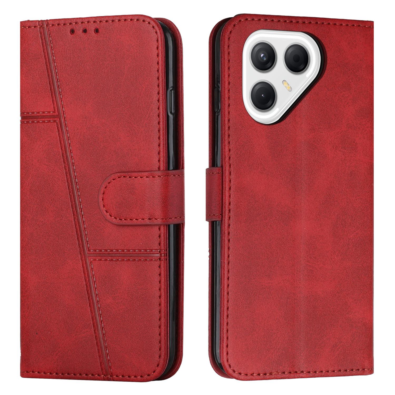 For Tecno Pova 8 5G Stitching Calf Texture Buckle Leather Phone Case(Red) - Shopkiz.com
