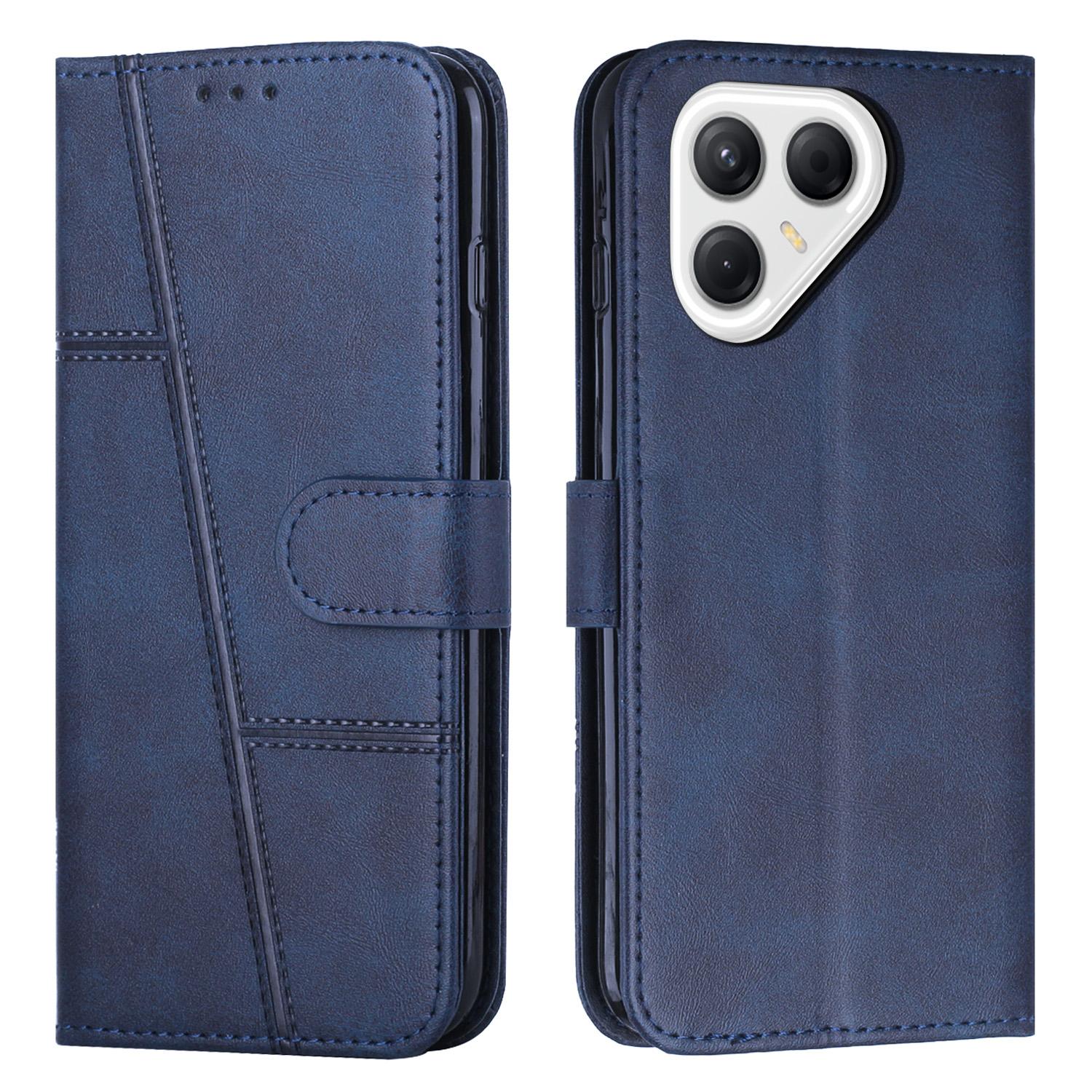 For Tecno Pova 8 5G Stitching Calf Texture Buckle Leather Phone Case(Blue) - Shopkiz.com