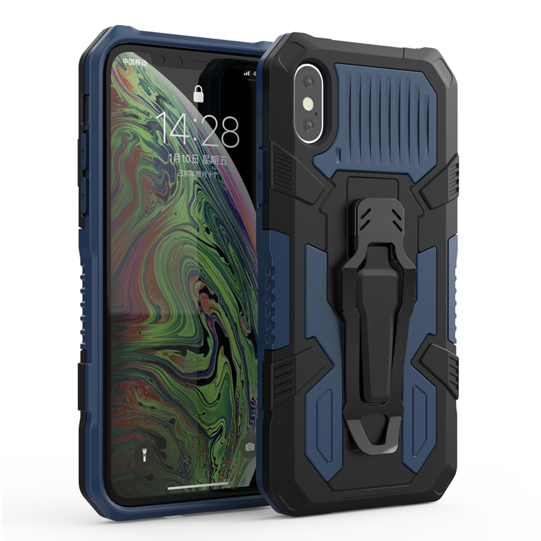 For iPhone XS Max Machine Armor Warrior Shockproof PC + TPU Protective Case(Royal Blue) - Shopkiz.com