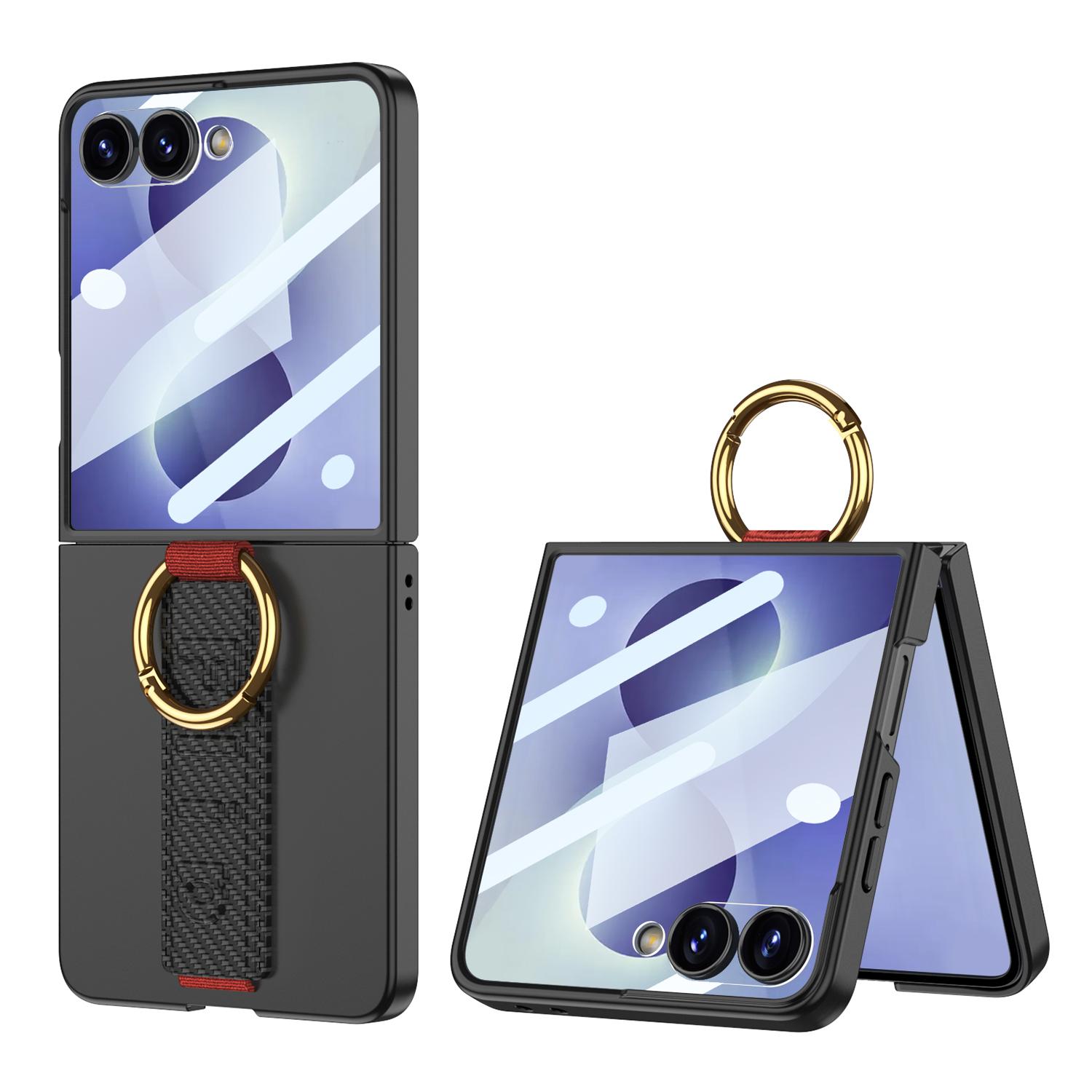 For Galaxy Z Flip8 5G GKK Integrated Ultrathin Shockproof Phone Case with Ring Wrist Strap(Carbon Fiber) - Shopkiz.com