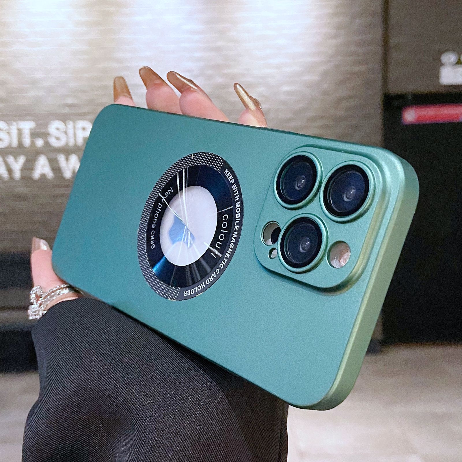 For iPhone 13 Pro Electroplating Oil Injection Magsafe Magnetic PC Phone Case(Green) - Shopkiz.com