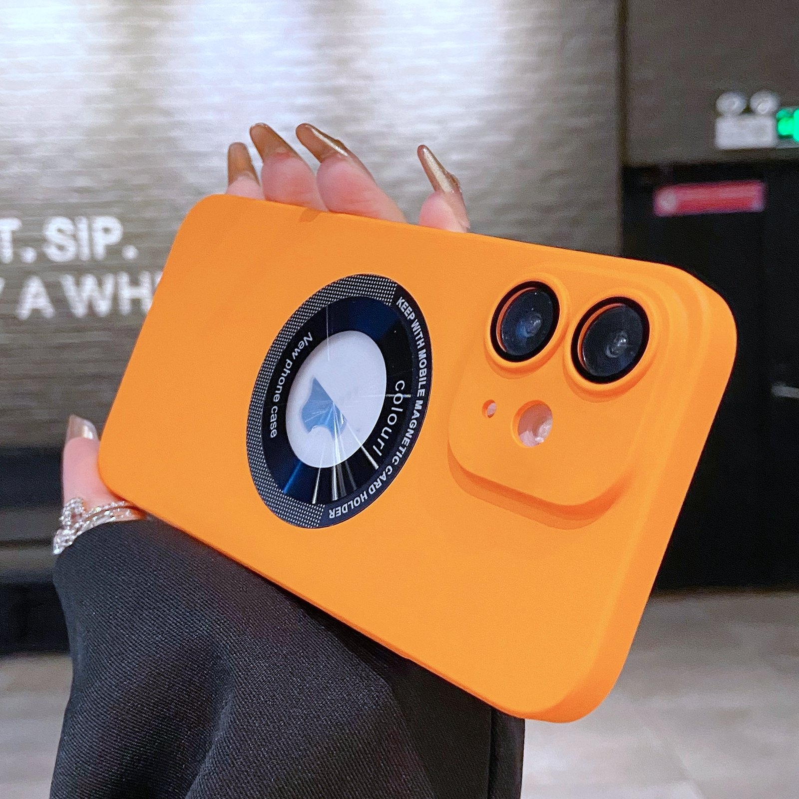 For iPhone 11 Electroplating Oil Injection Magsafe Magnetic PC Phone Case(Orange) - Shopkiz.com