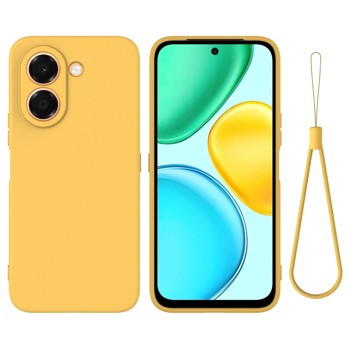 For Honor X7e 4G Solid Color Liquid Silicone Dropproof Full Coverage Phone Case(Yellow) - Shopkiz.com