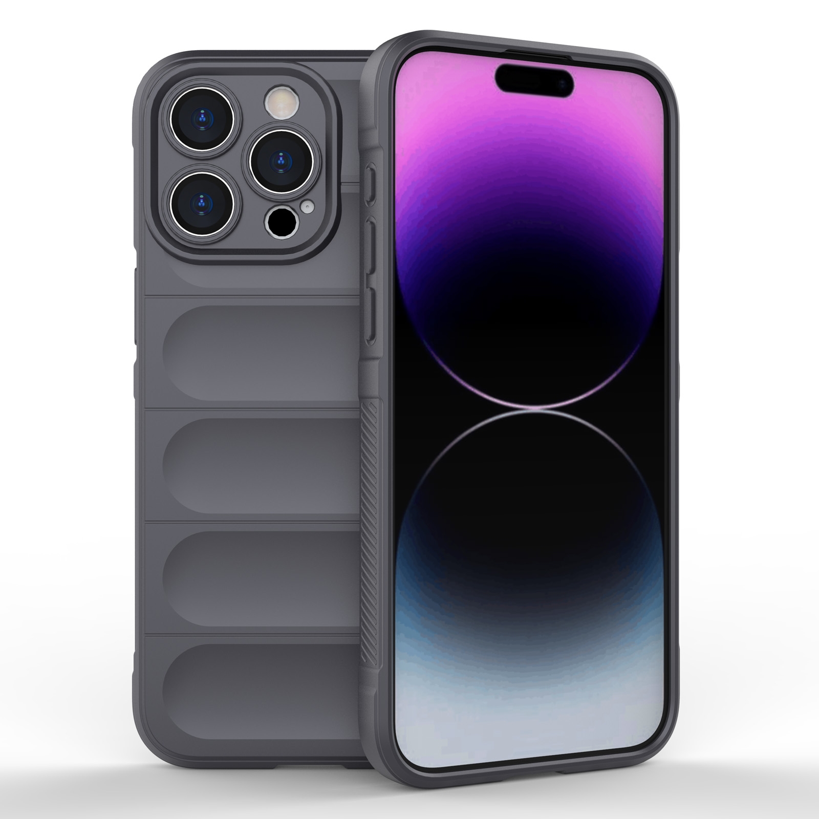For iPhone 15 Pro Max Magic Shield TPU + Flannel Phone Case(Dark Grey) - Shopkiz.com