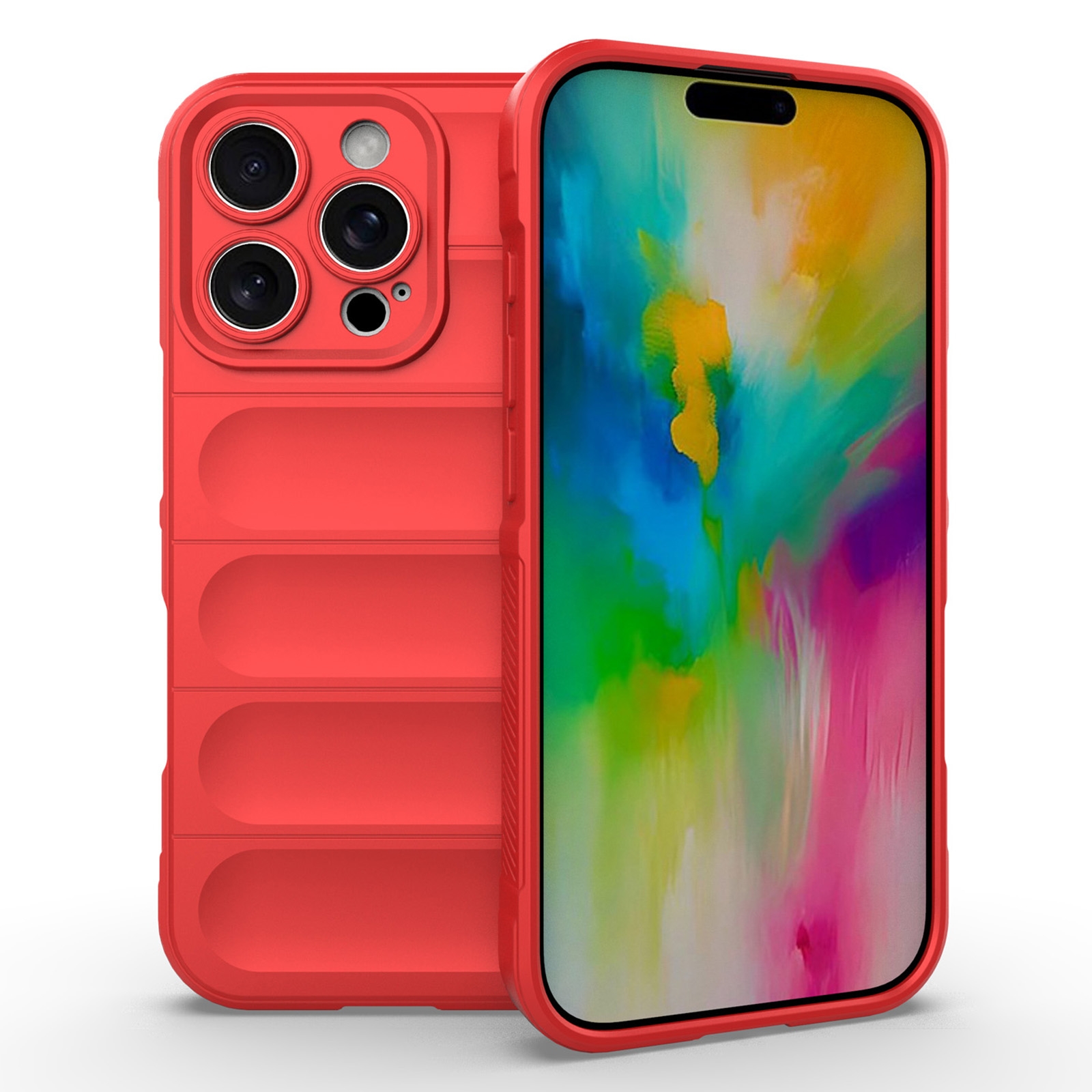 For iPhone 16 Pro Magic Shield TPU + Flannel Phone Case(Red) - Shopkiz.com