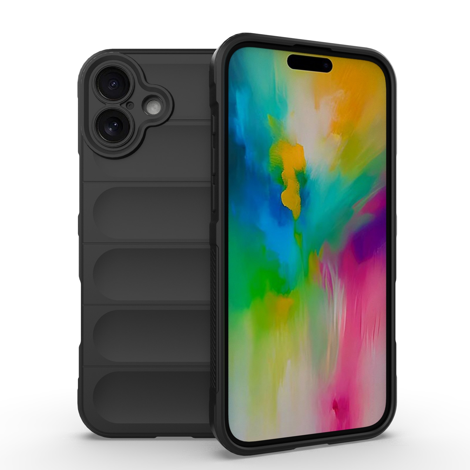 For iPhone 16 Plus Magic Shield TPU + Flannel Phone Case(Black) - Shopkiz.com