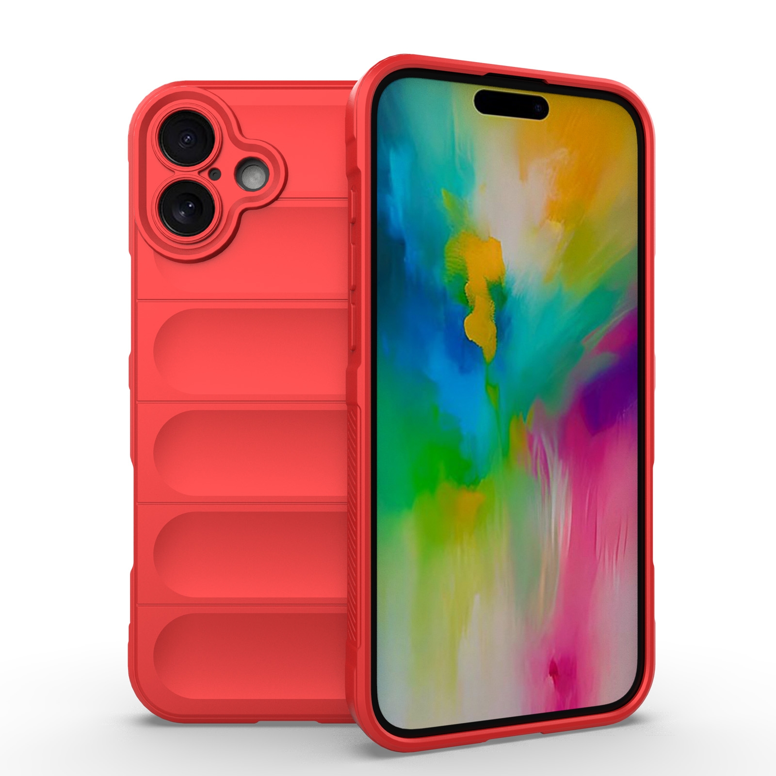 For iPhone 16 Plus Magic Shield TPU + Flannel Phone Case(Red) - Shopkiz.com