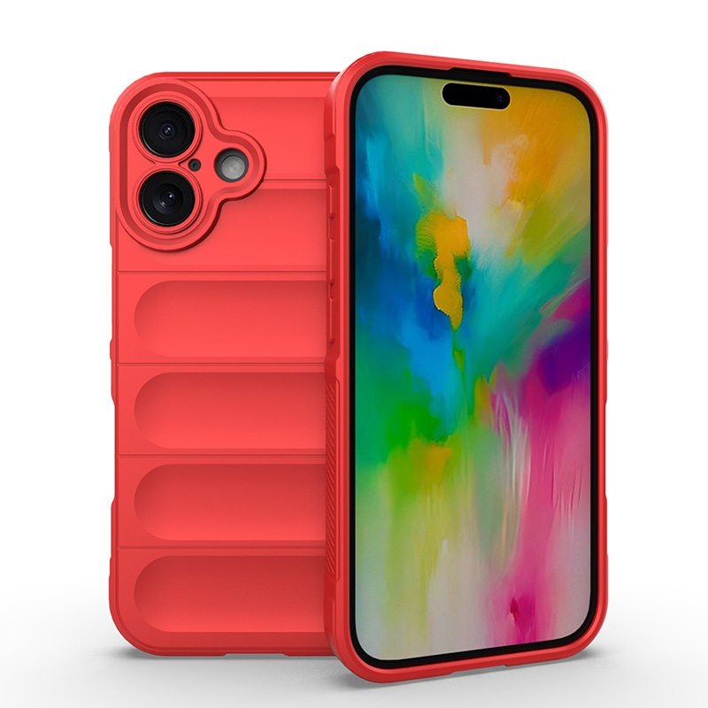 For iPhone 16 Magic Shield TPU + Flannel Phone Case(Red) - Shopkiz.com