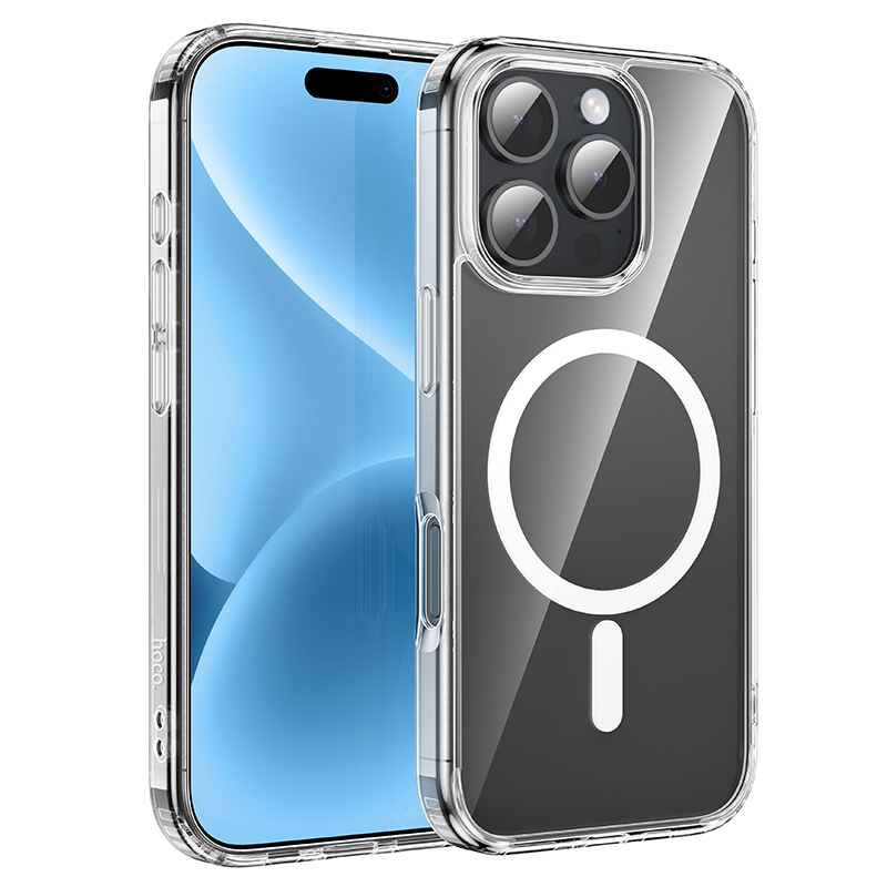 For iPhone 16 Pro hoco MagSafe Magnetic Series Airbag Shockproof Phone Case(Transparent) - Shopkiz.com