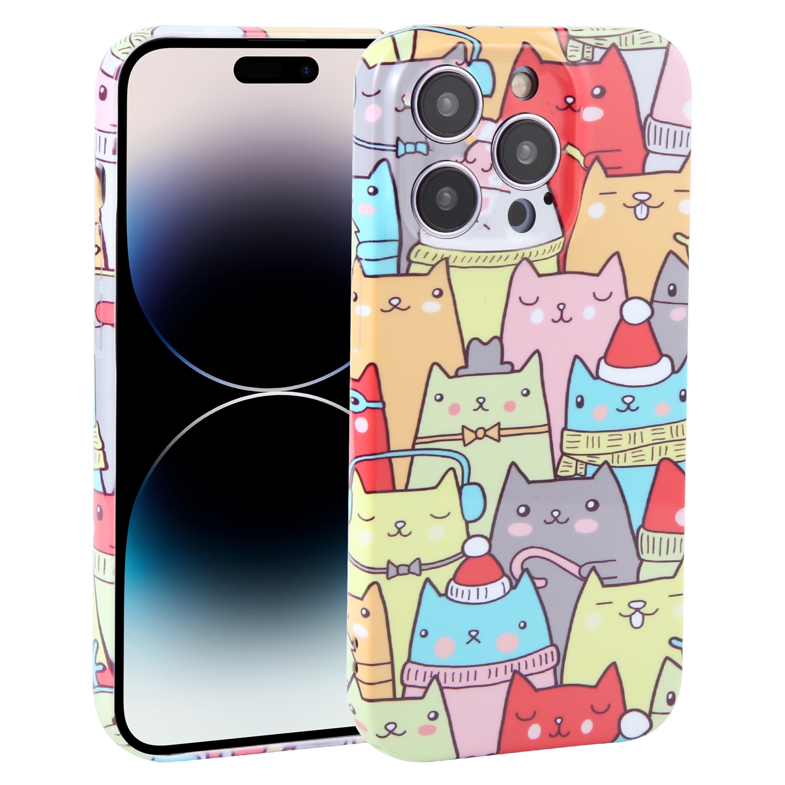 For iPhone 14 Pro Max Dustproof Net Full Coverage PC Phone Case(Cats) - Shopkiz.com