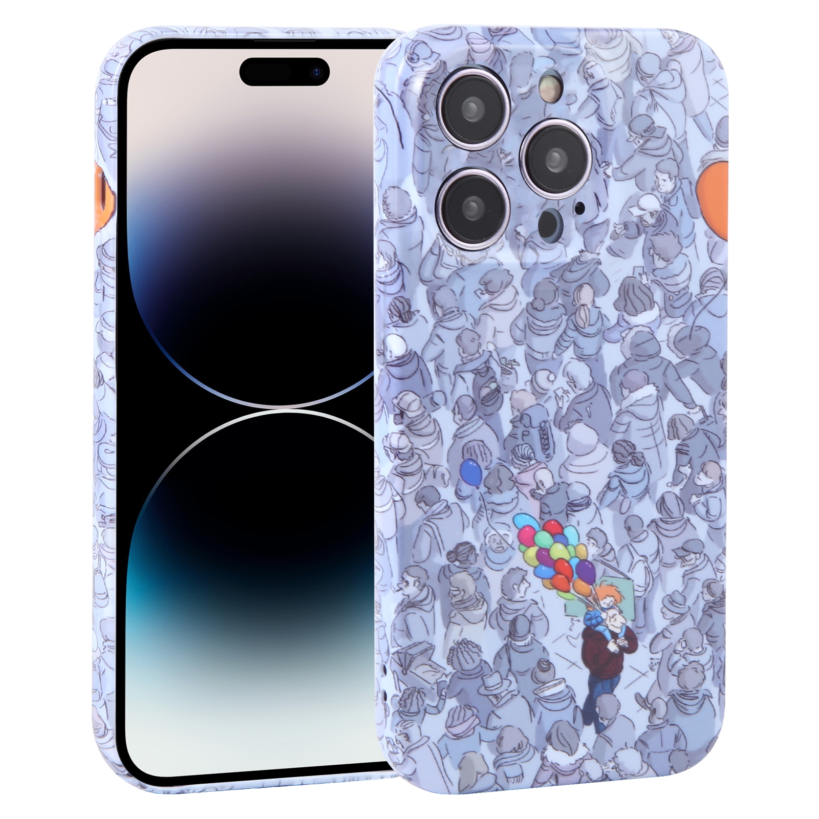 For iPhone 14 Pro Max Dustproof Net Full Coverage PC Phone Case(Crowd) - Shopkiz.com
