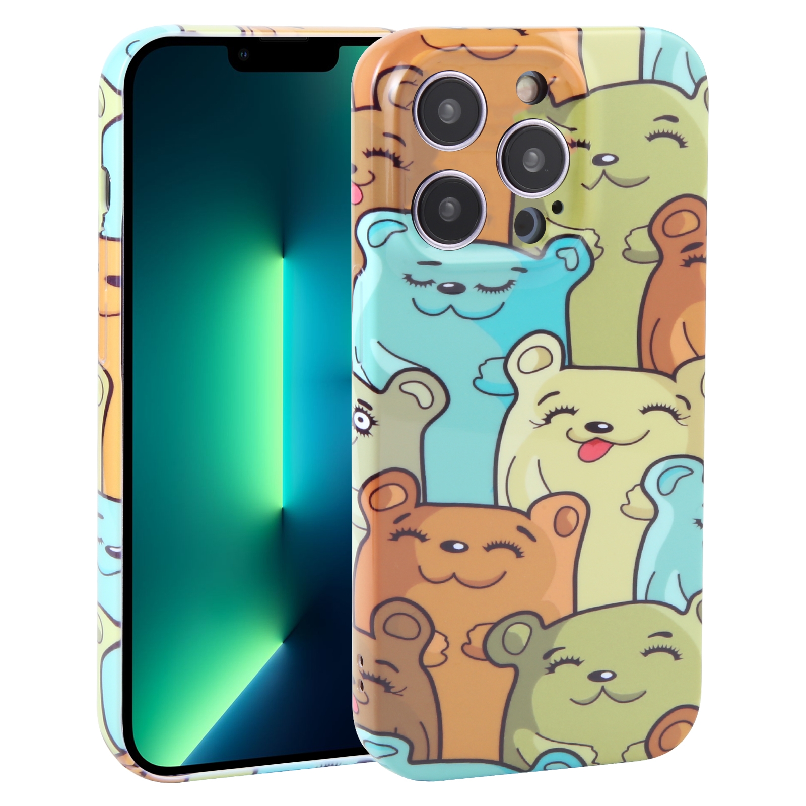 For iPhone 13 Pro Max Dustproof Net Full Coverage PC Phone Case(Cute Bear) - Shopkiz.com