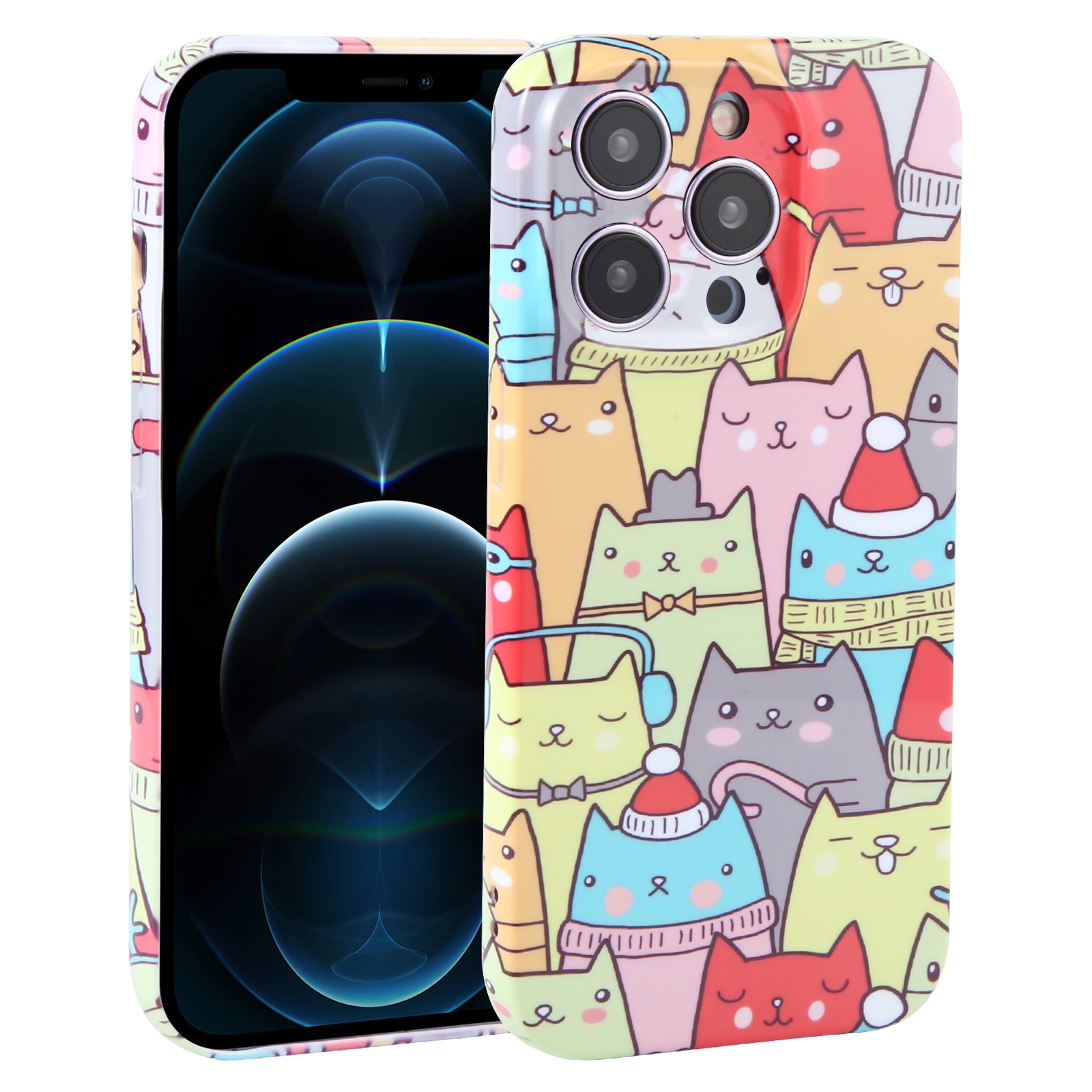 For iPhone 12 Pro Max Dustproof Net Full Coverage PC Phone Case(Cats) - Shopkiz.com