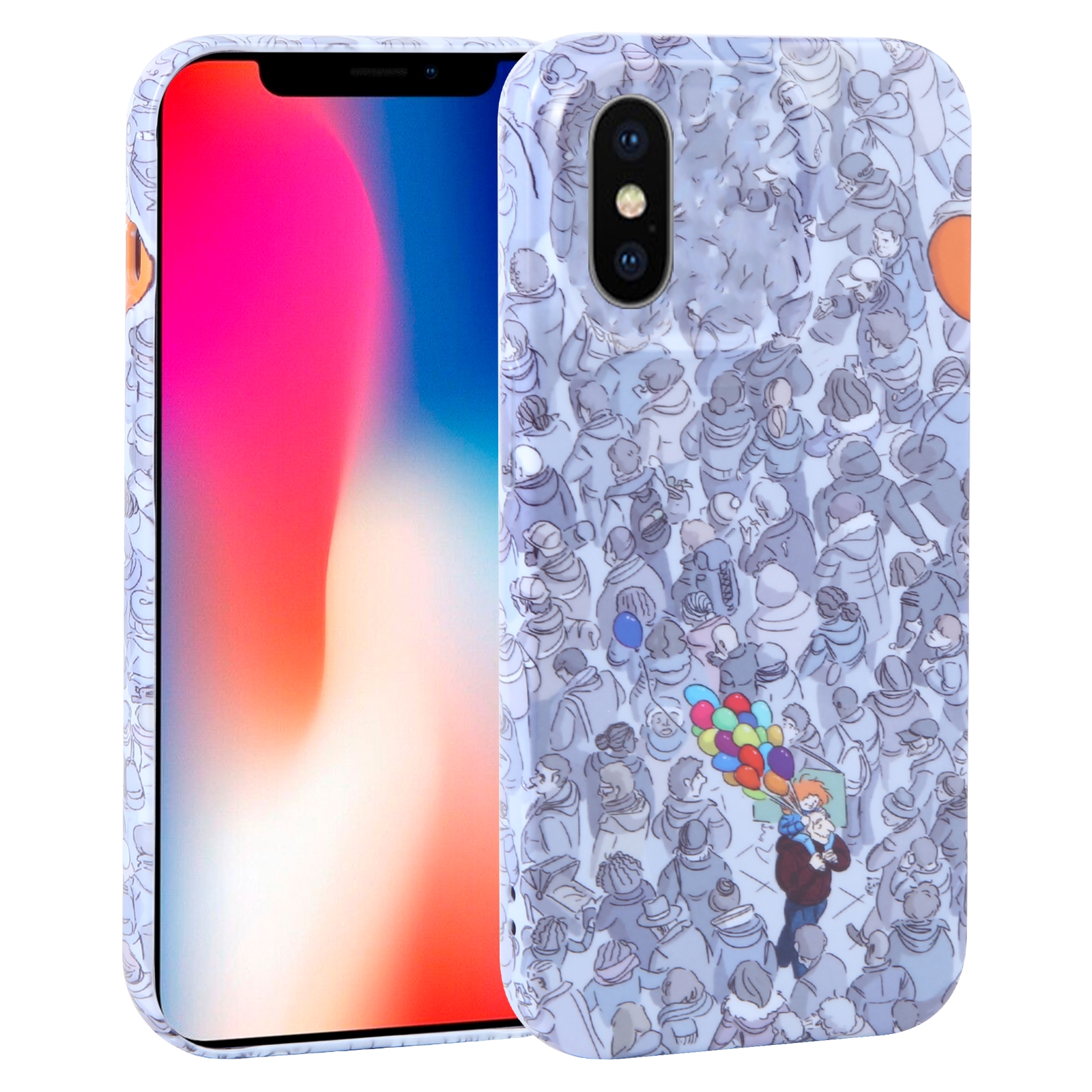 For iPhone X / XS Dustproof Net Full Coverage PC Phone Case(Crowd) - Shopkiz.com