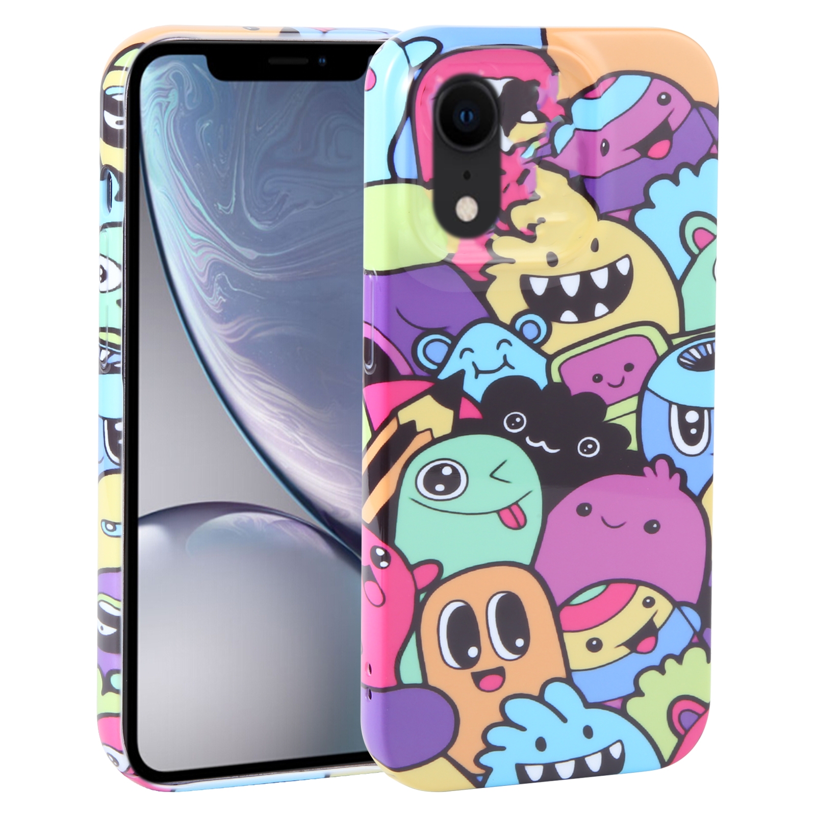For iPhone XR Dustproof Net Full Coverage PC Phone Case(Cute Monster) - Shopkiz.com