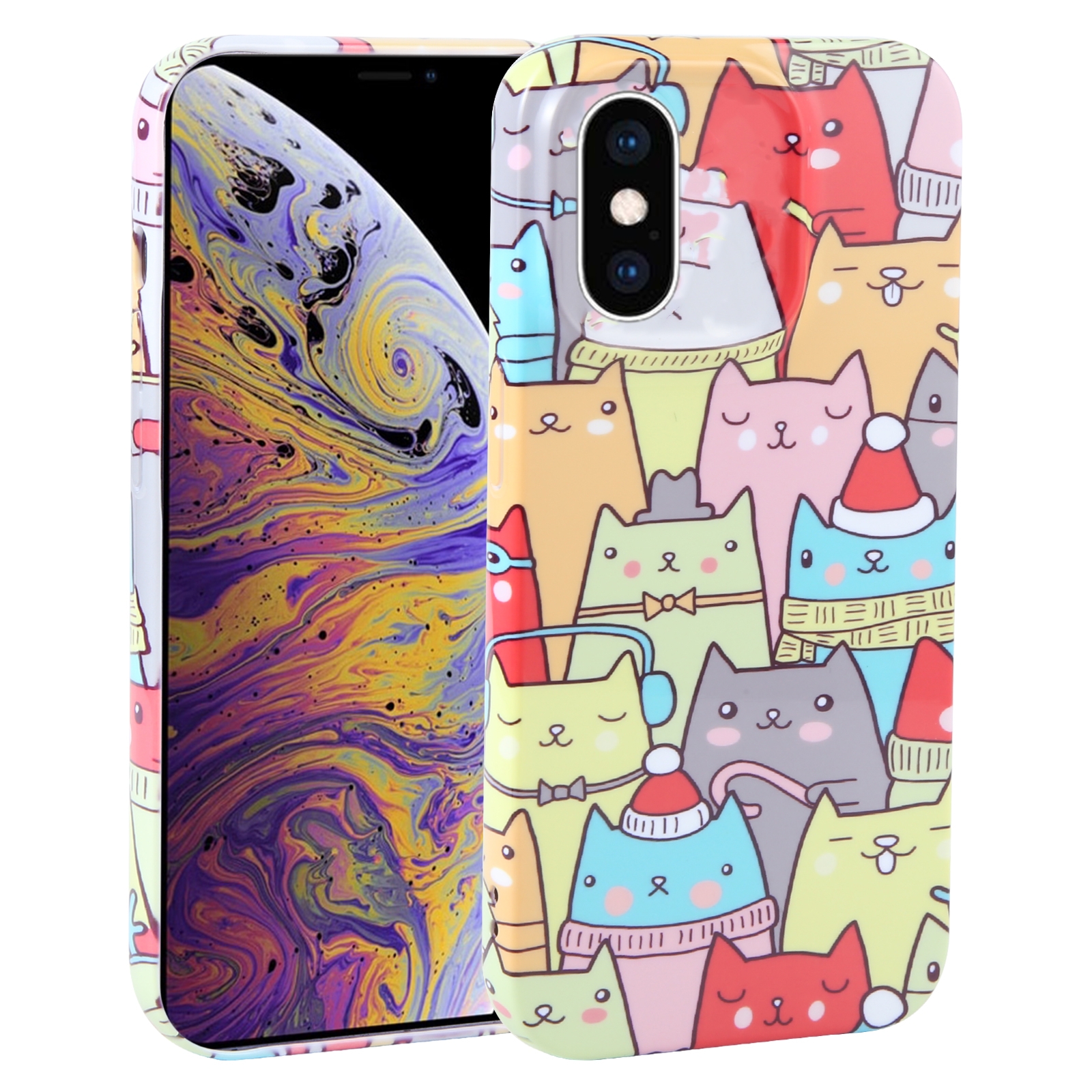 For iPhone XS Max Dustproof Net Full Coverage PC Phone Case(Cats) - Shopkiz.com