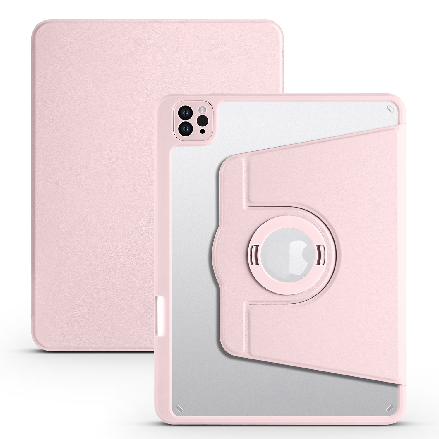 For iPad Pro 11 2022 / Air 10.9 2022 Acrylic 360 Rotation Detachable Leather Tablet Case(Sand Pink) - Shopkiz.com