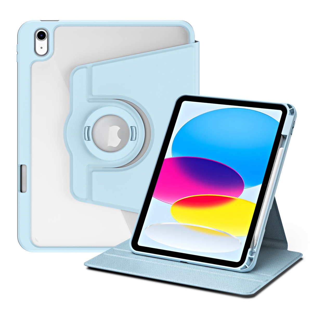 For iPad 2025 / 2022 Acrylic 360 Rotation Detachable Leather Tablet Case(Ice Blue) - Shopkiz.com