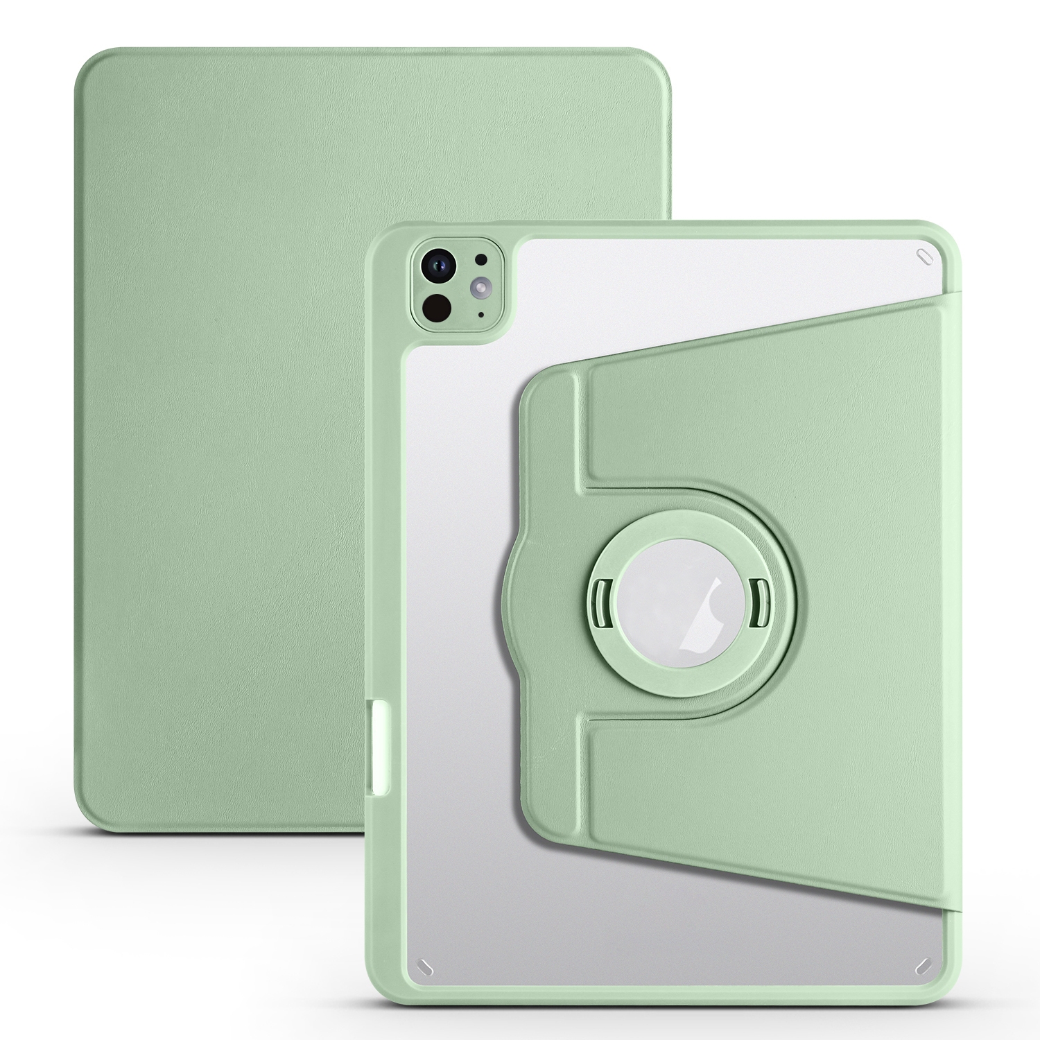 For iPad Pro 11 2025 / 2024 Acrylic 360 Rotation Detachable Leather Tablet Case(Green) - Shopkiz.com