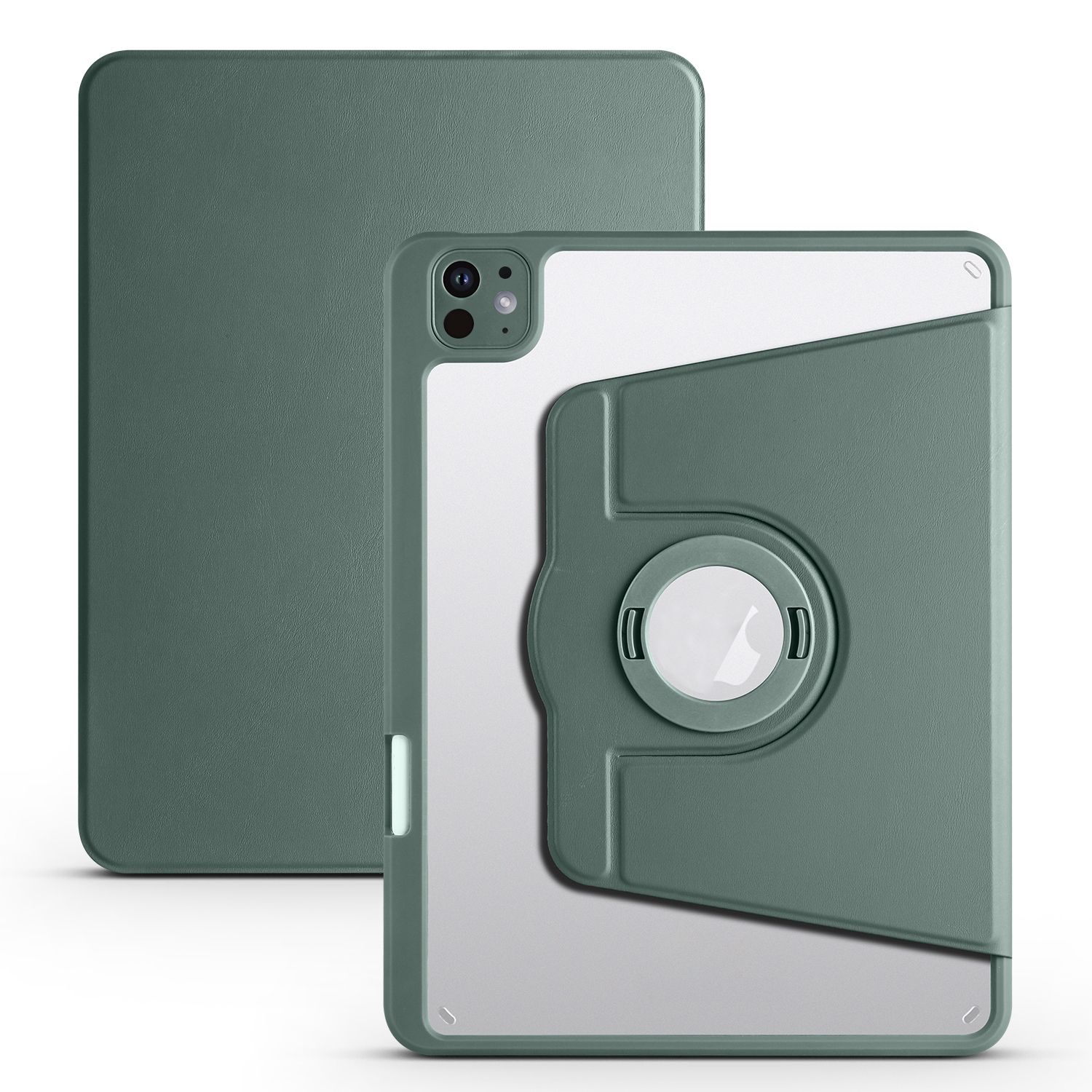 For iPad Pro 11 2025 / 2024 Acrylic 360 Rotation Detachable Leather Tablet Case(Deep Green) - Shopkiz.com