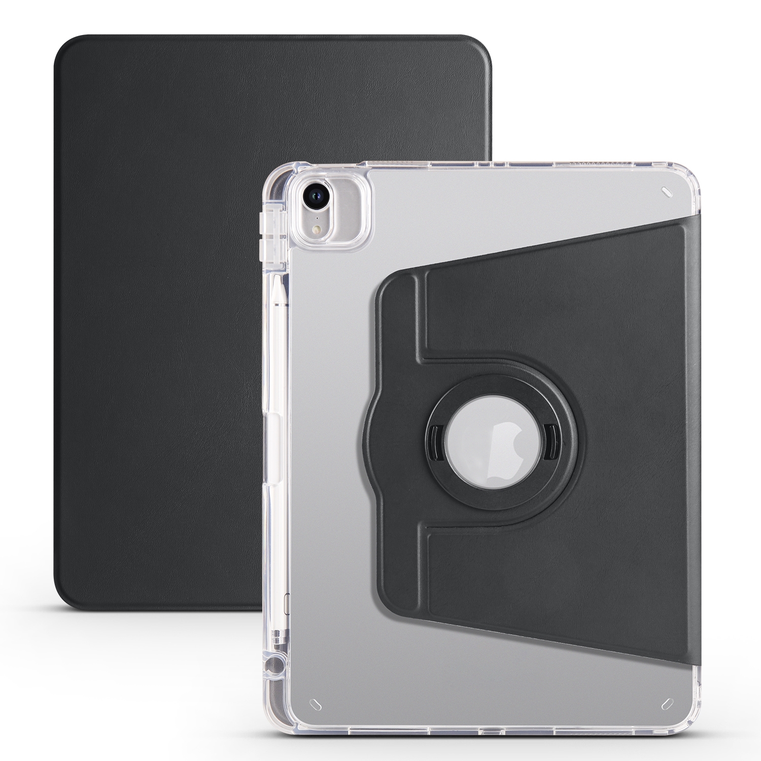 For iPad Pro 11 2022 / Air 10.9 2022 Clear Acrylic 360 Rotation Detachable Leather Tablet Case(Black) - Shopkiz.com