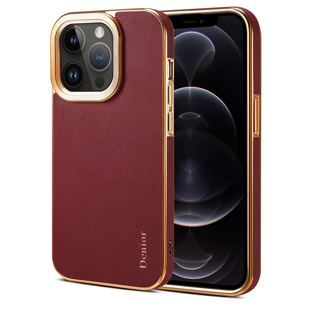 For iPhone 12 Pro Max Denior Cowhide Leather Plating Phone Case(Red) - Shopkiz.com