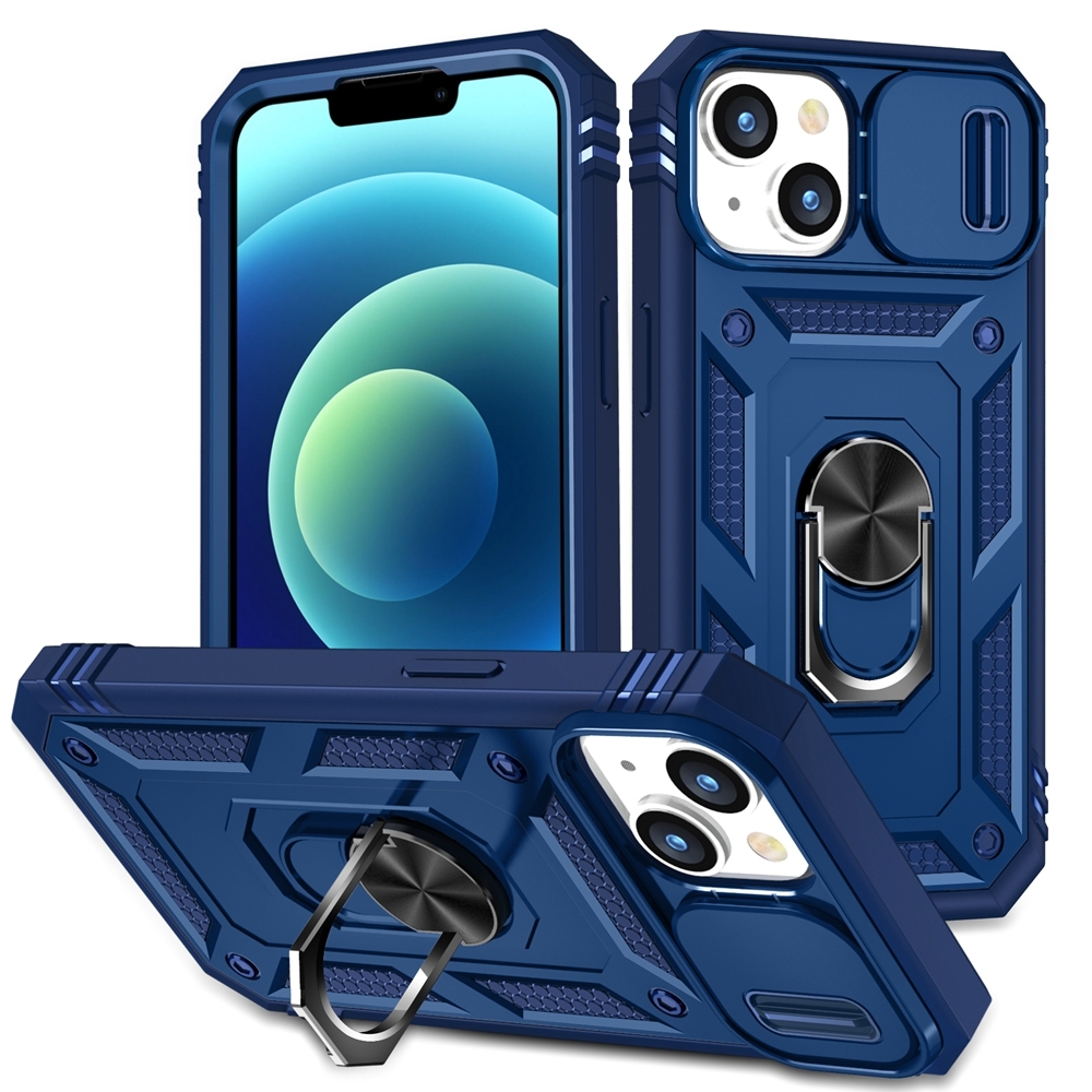For iPhone 15 Sliding Camshield Holder Phone Case(Blue) - Shopkiz.com