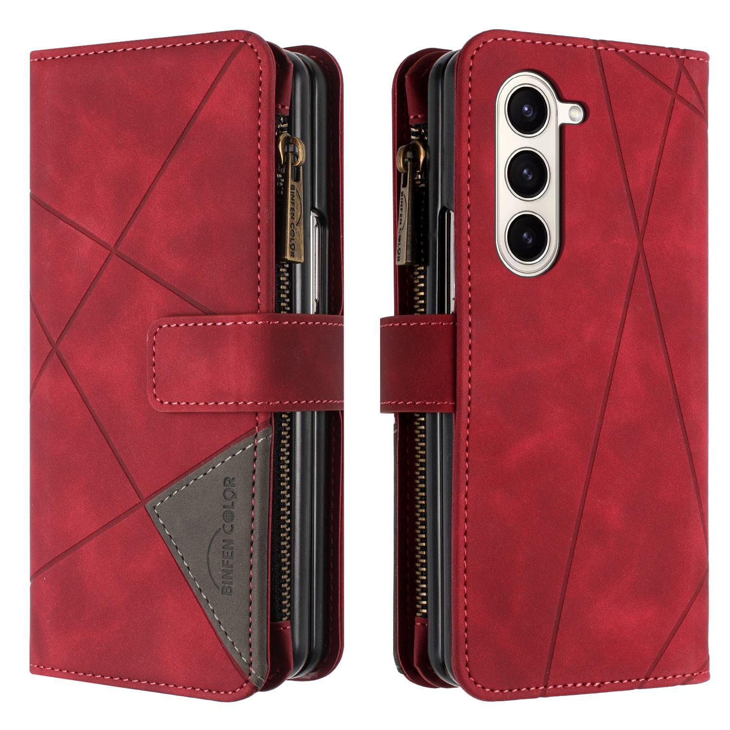 For Galaxy Z Fold8 Ultra 5G Rhombus Texture Zipper Wallet Leather Phone Case(Red) - Shopkiz.com
