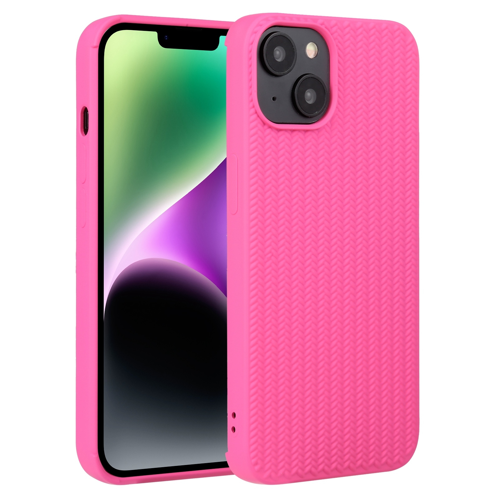 For iPhone 15 Plus Weave Texture Silicone Phone Case(Rose Red) - Shopkiz.com