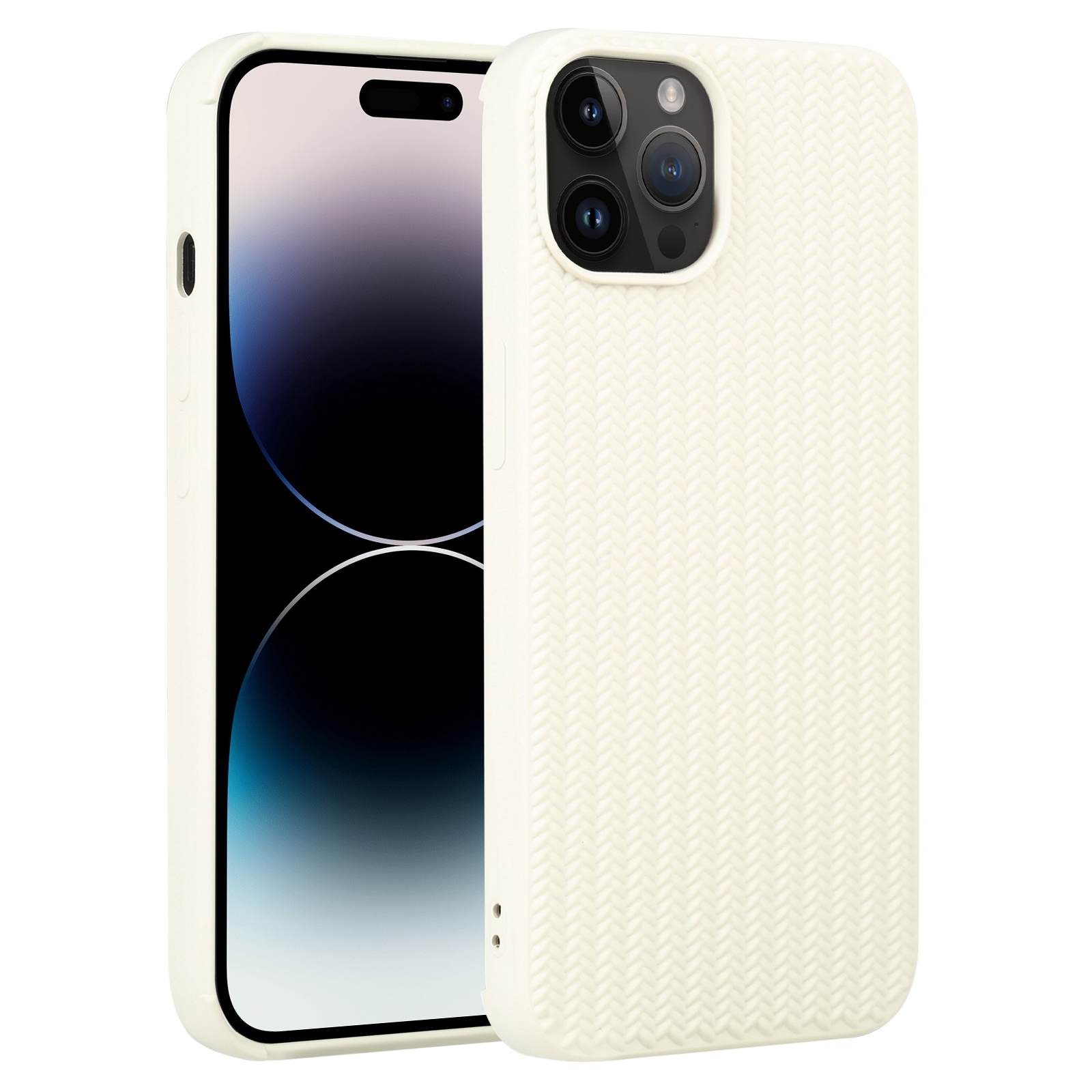 For iPhone 15 Pro Max Weave Texture Silicone Phone Case(White) - Shopkiz.com