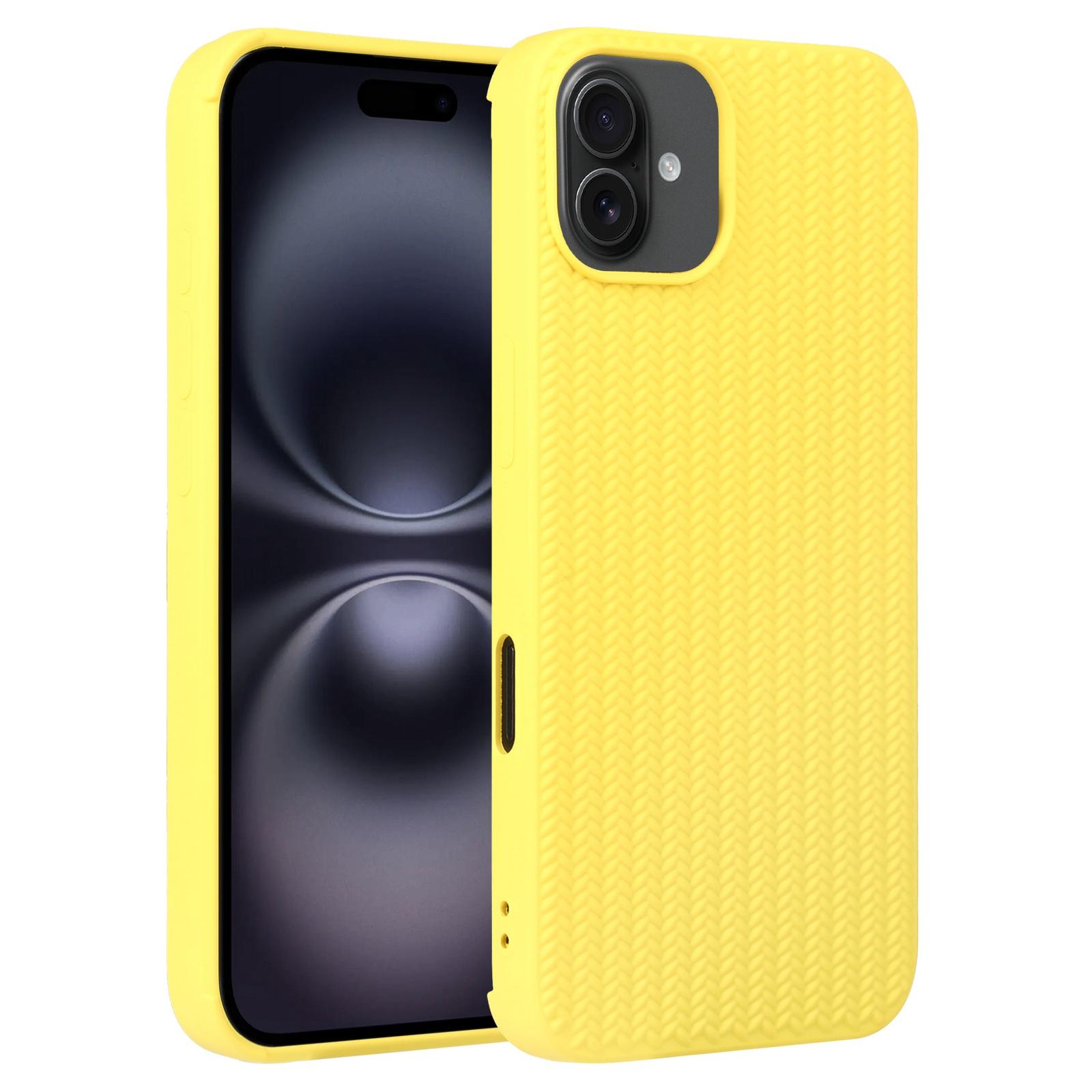 For iPhone 16 Plus Weave Texture Silicone Phone Case(Yellow) - Shopkiz.com