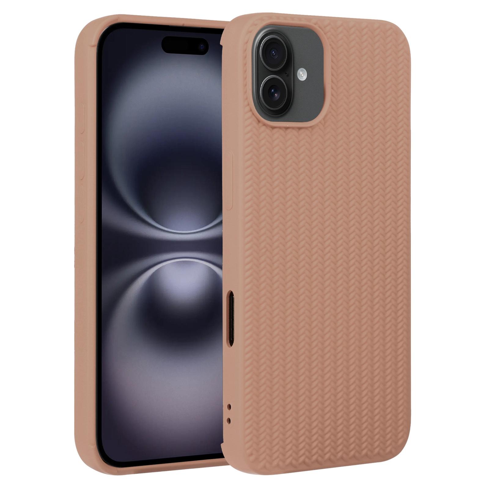 For iPhone 16 Plus Weave Texture Silicone Phone Case(Brown) - Shopkiz.com