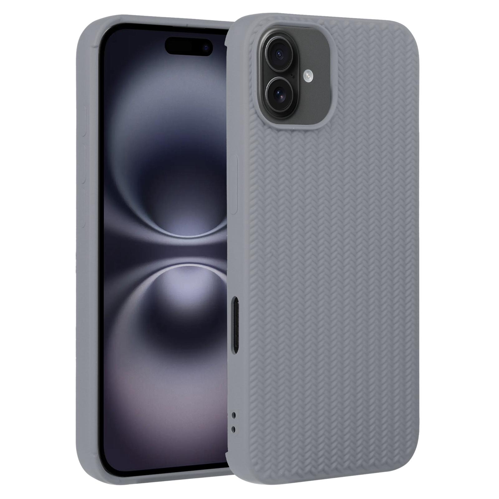 For iPhone 16 Weave Texture Silicone Phone Case(Grey) - Shopkiz.com