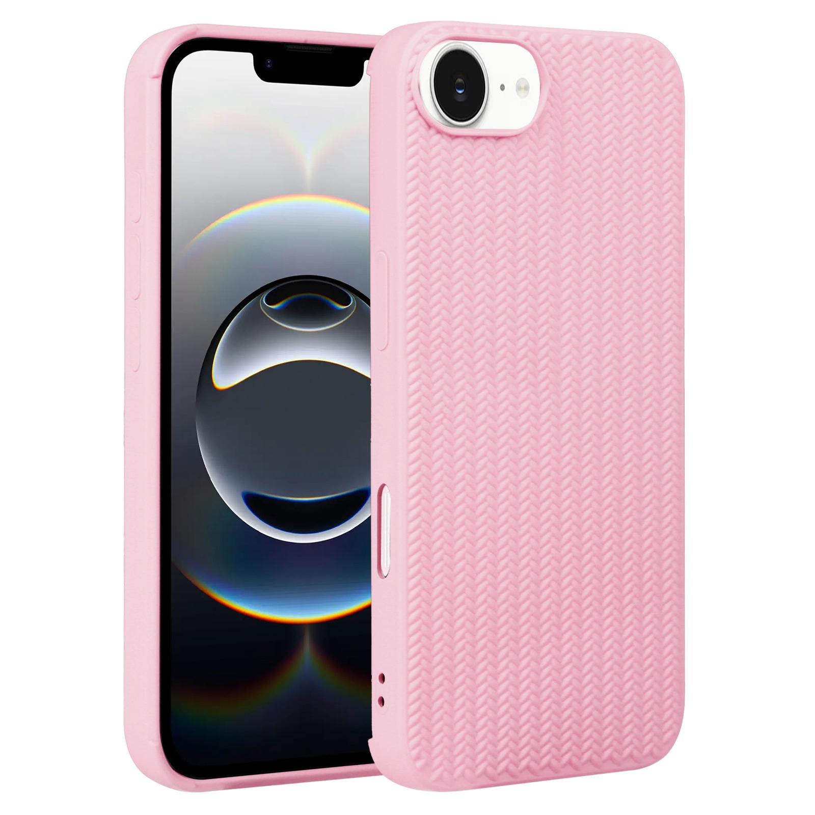 For iPhone 17e / 16e Weave Texture Silicone Phone Case(Pink) - Shopkiz.com