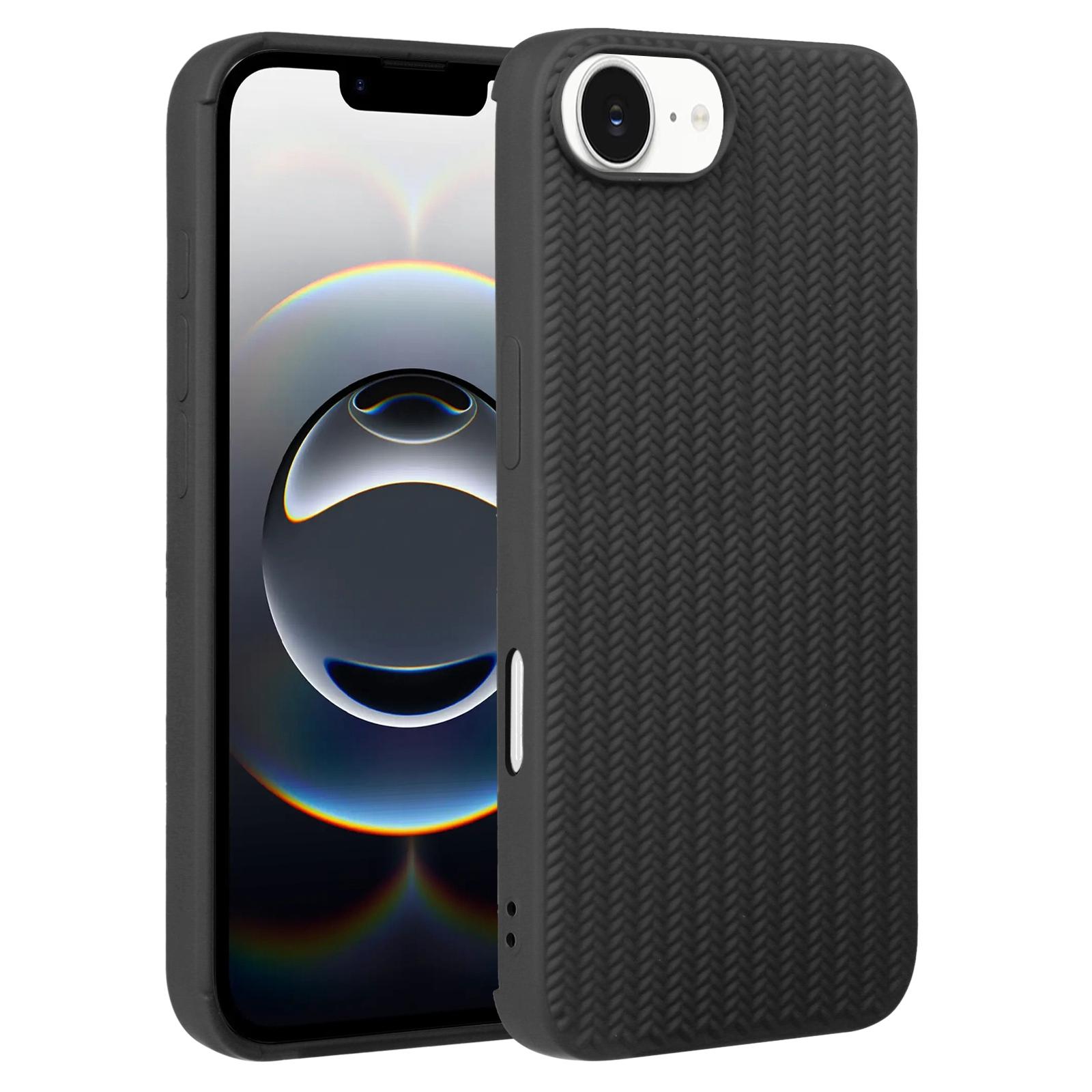 For iPhone 17e / 16e Weave Texture Silicone Phone Case(Black) - Shopkiz.com