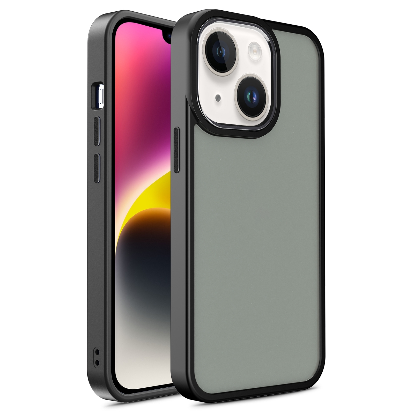 For iPhone 15 Plus Shield Skin Feel PC + TPU Phone Case(Black) - Shopkiz.com